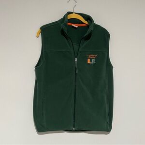 Colosseum University of Miami Green Fleece Zip Up Vest Size L UMiami UM The U
